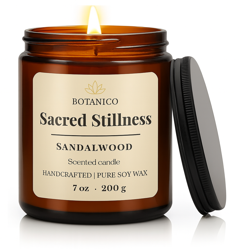 Botanico Sacred Stillness Sandalwood Soy Candle 200g | 50+ Hrs Burn | Aromatherapy Gift