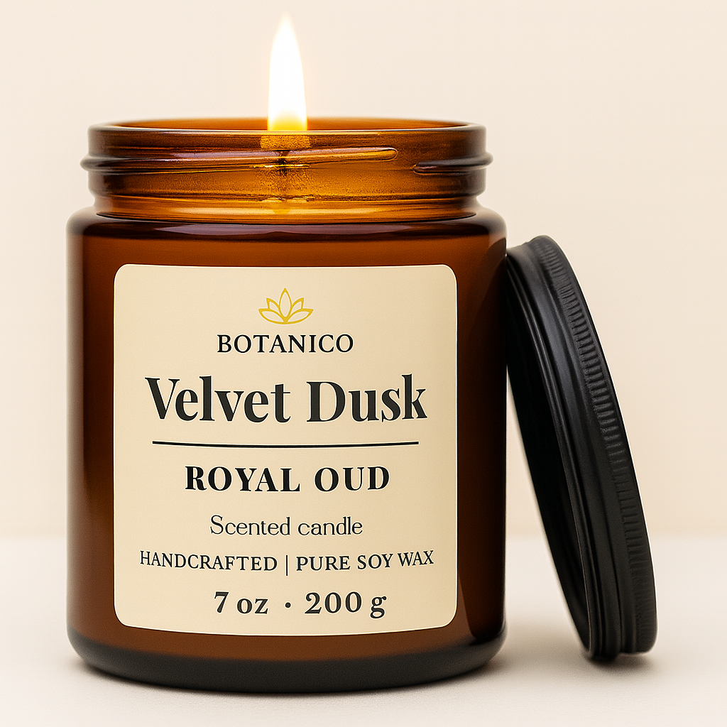 Botanico Velvet Dusk Oudh Soy Candle 200g | 50+ Hrs Burn | Premium Gift