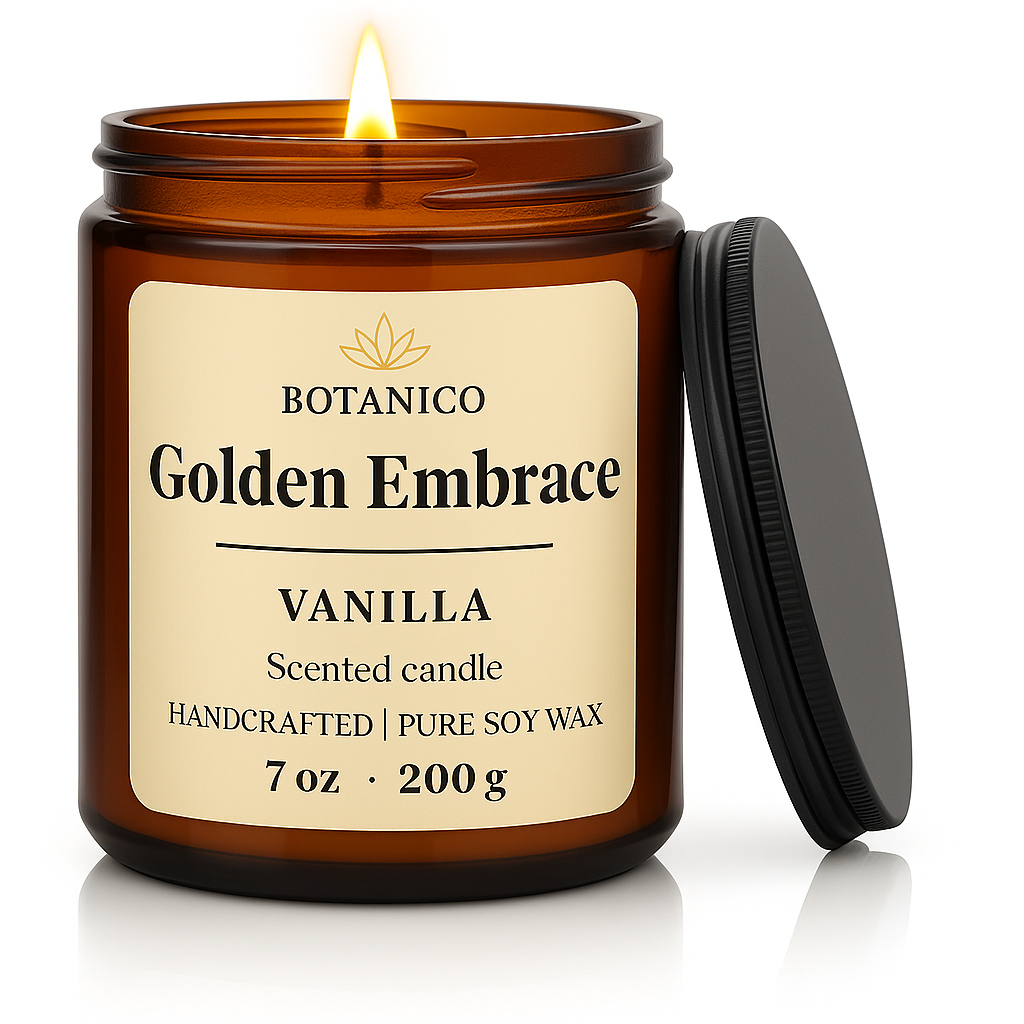 Botanico Golden Embrace Vanilla Soy Candle 200g | 50+ Hrs Burn | Luxury Gift