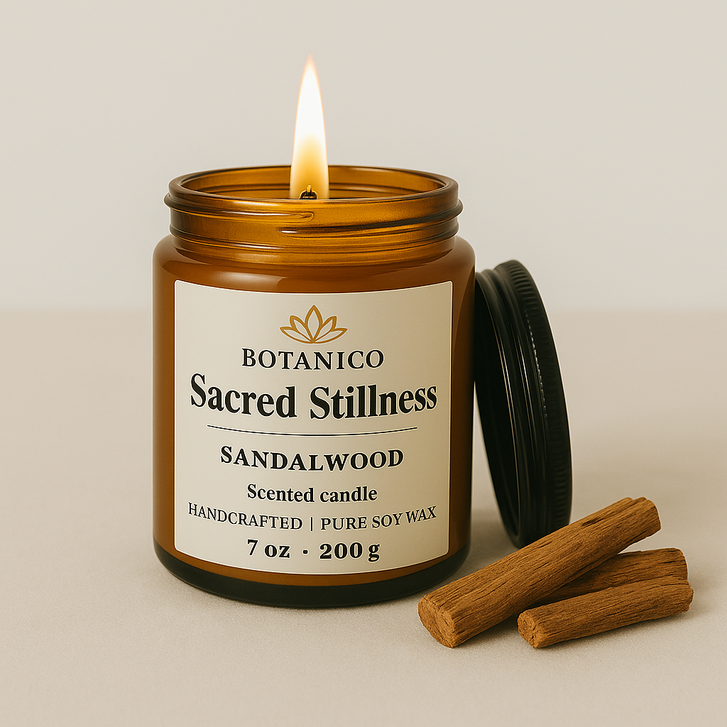 Botanico Sacred Stillness Sandalwood Soy Candle 200g | 50+ Hrs Burn | Aromatherapy Gift