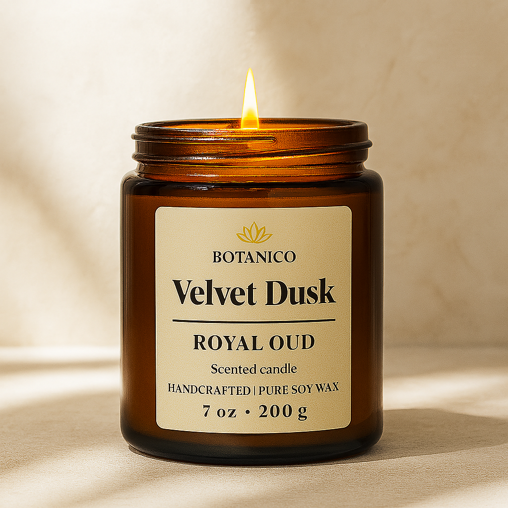 Botanico Velvet Dusk Oudh Soy Candle 200g | 50+ Hrs Burn | Premium Gift