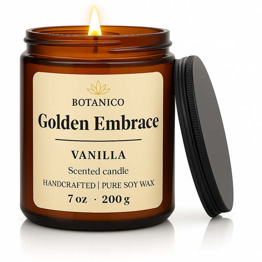 Botanico Golden Embrace Vanilla Soy Candle 200g | 50+ Hrs Burn | Luxury Gift