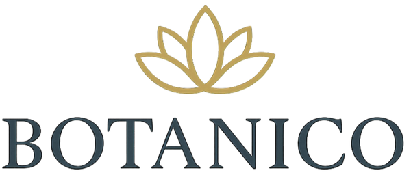 Botanico logo with a gold leaf symbol on a white background