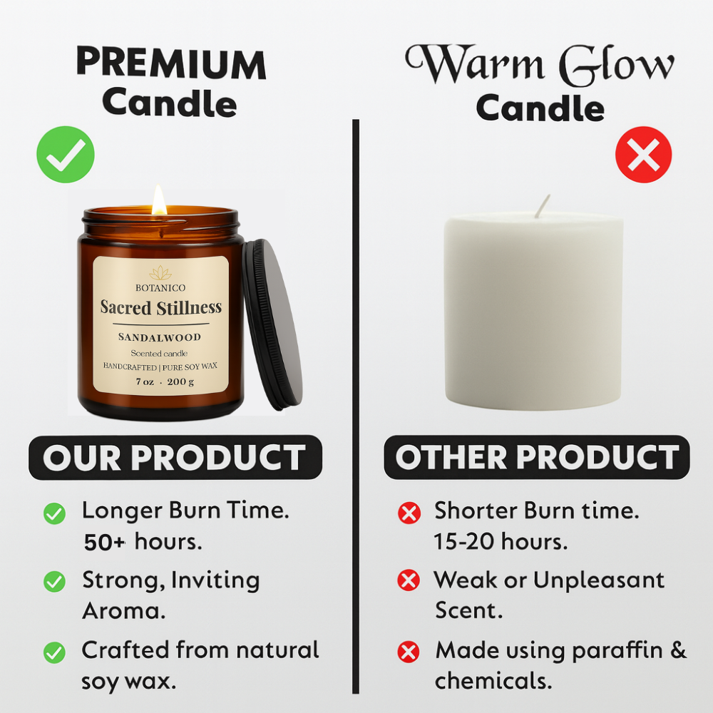 Botanico Sacred Stillness Sandalwood Soy Candle 200g | 50+ Hrs Burn | Aromatherapy Gift